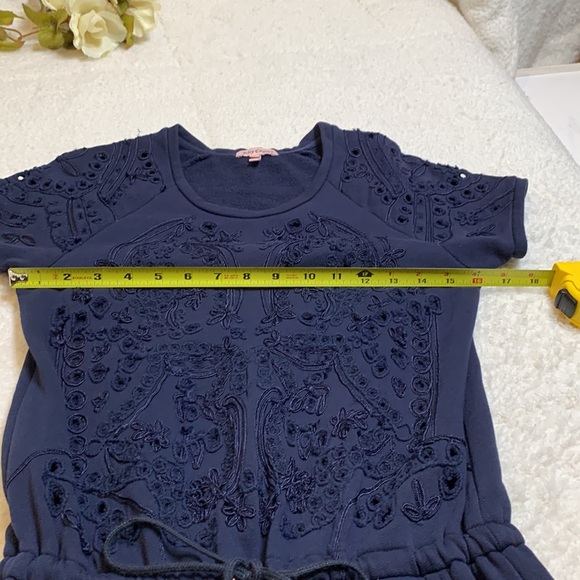 Juicy Couture waist tie navy blue embroidered romper jumpsuit dress size XS - Picture 10 of 12